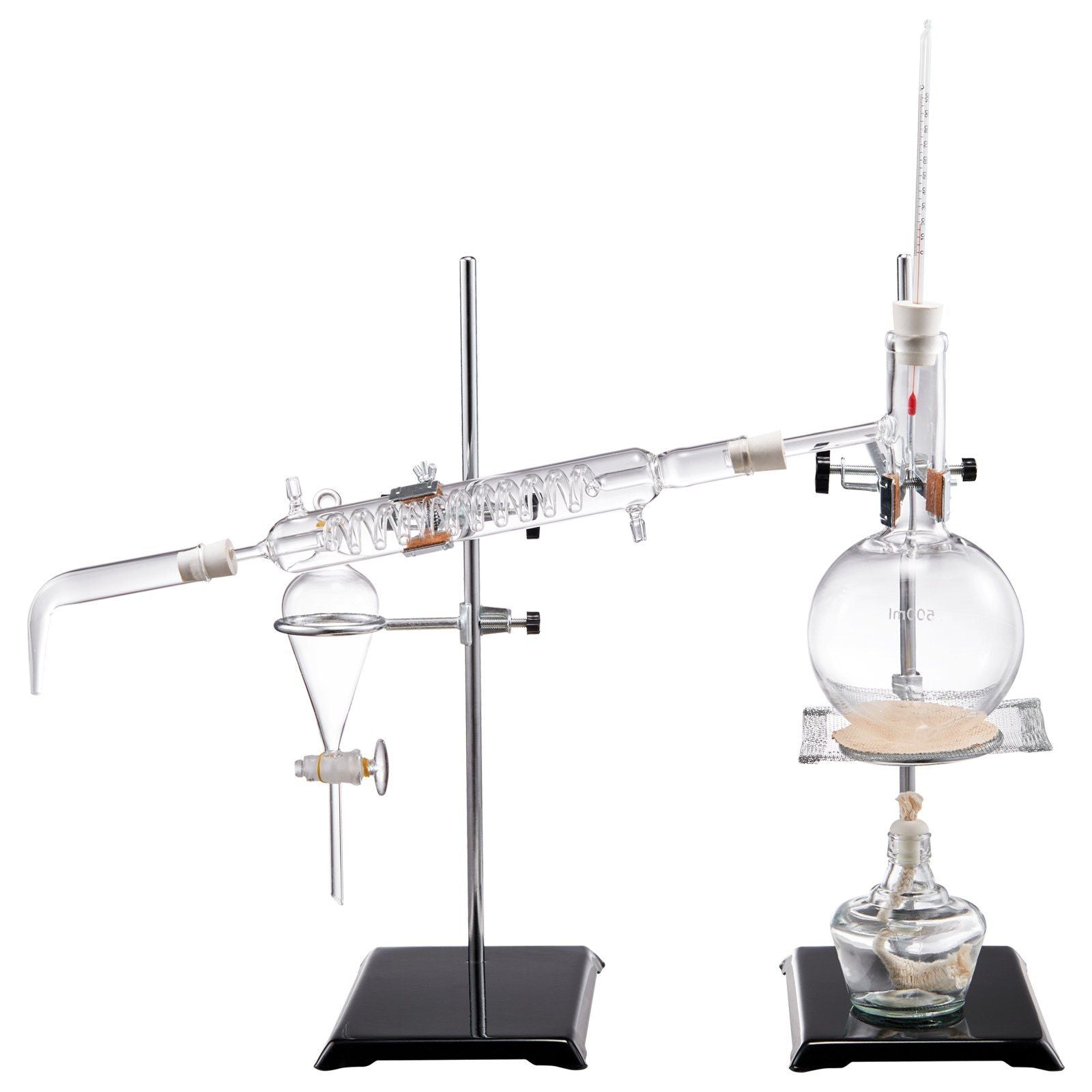 VEVOR Essential Oil Distillation Kit, 500ml Distillation Apparatus, 3.3 Boro Lab Glassware Distillation Kit with Alcohol Lamp, Ceramic Mesh and 24, 40 Joint, 28 pcs Set - JM Variety Store